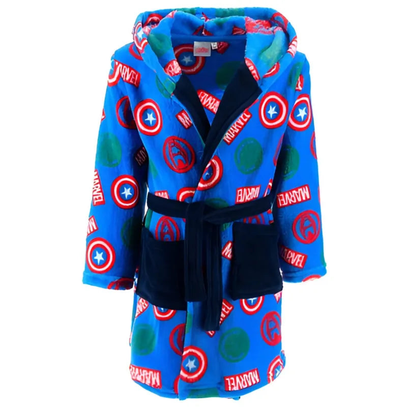 Marvel Avengers Kinder Mikrofaser Fleece Bademantel - WS-Trend.de Hausmantel mit Kapuze Gr. 104-140