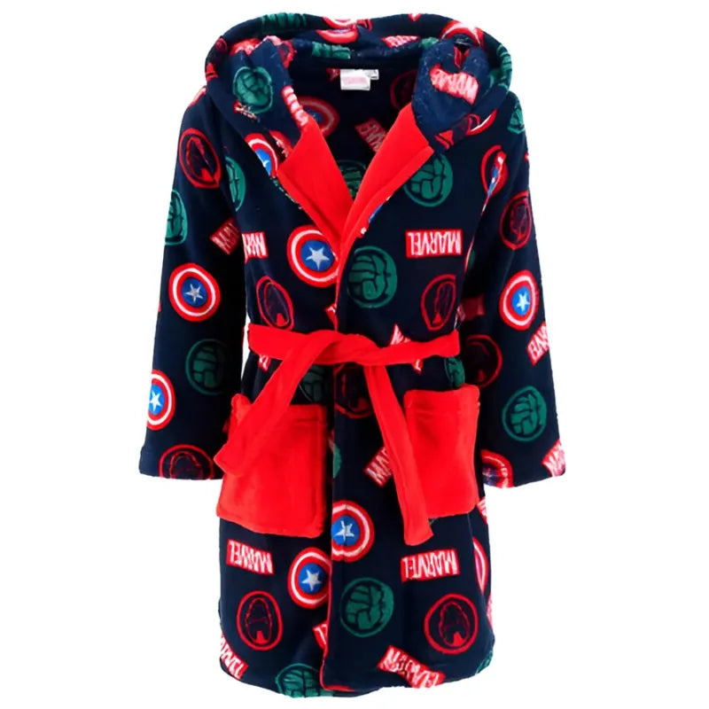 Marvel Avengers Kinder Mikrofaser Fleece Bademantel - WS-Trend.de Hausmantel mit Kapuze Gr. 104-140