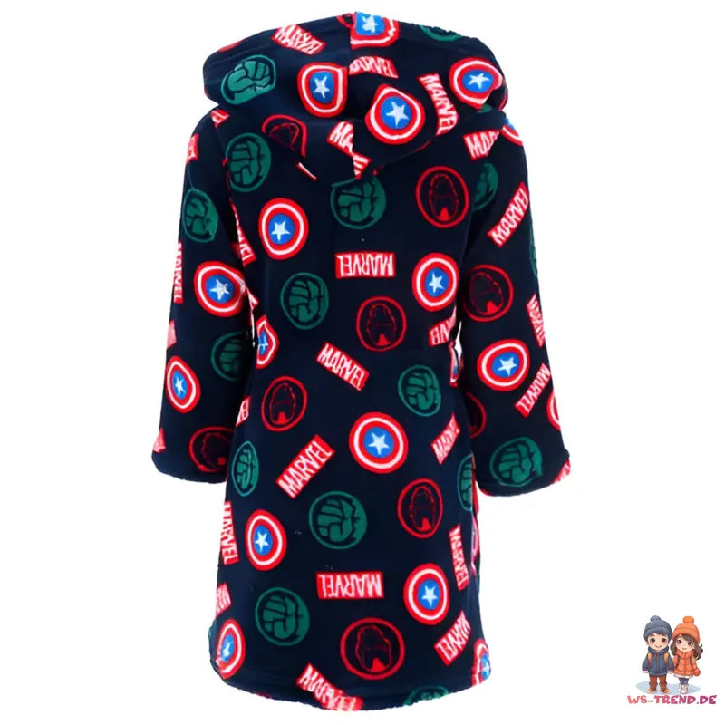 Marvel Avengers Kinder Mikrofaser Fleece Bademantel - WS-Trend.de Hausmantel mit Kapuze Gr. 104-140