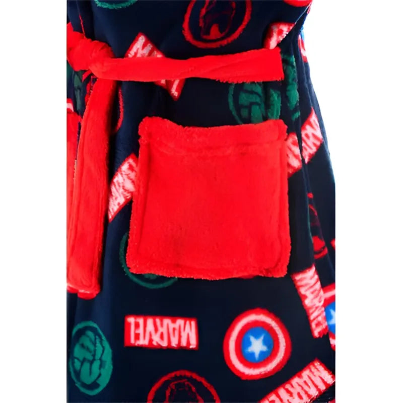 Marvel Avengers Kinder Mikrofaser Fleece Bademantel - WS-Trend.de Hausmantel mit Kapuze Gr. 104-140