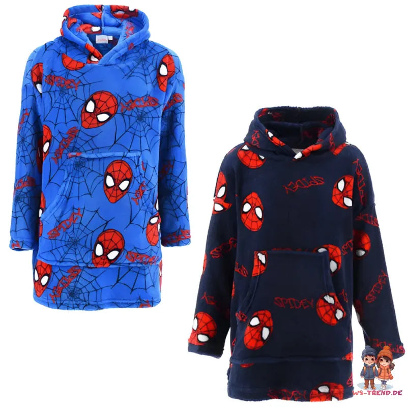 Marvel Spiderman Kinder Fleece Bademantel - WS-Trend.de Hausmantel mit Kapuze Gr. 104-128