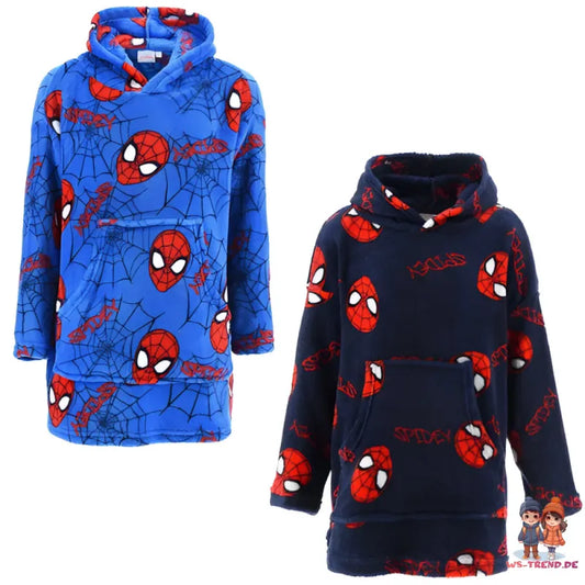 Marvel Spiderman Kinder Fleece Bademantel - WS-Trend.de Hausmantel mit Kapuze Gr. 104-128