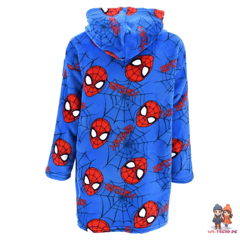 Marvel Spiderman Kinder Fleece Bademantel - WS-Trend.de Hausmantel mit Kapuze Gr. 104-128