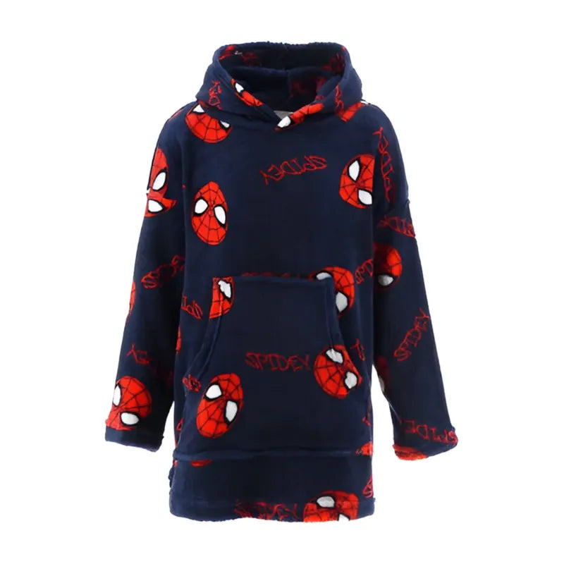 Marvel Spiderman Kinder Fleece Bademantel - WS-Trend.de Hausmantel mit Kapuze Gr. 104-128
