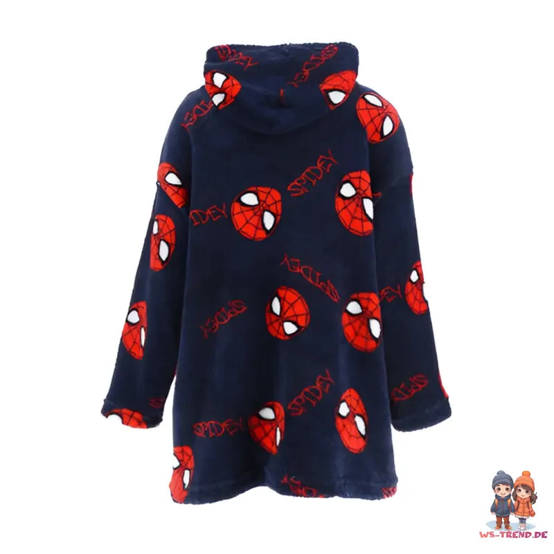 Marvel Spiderman Kinder Fleece Bademantel - WS-Trend.de Hausmantel mit Kapuze Gr. 104-128