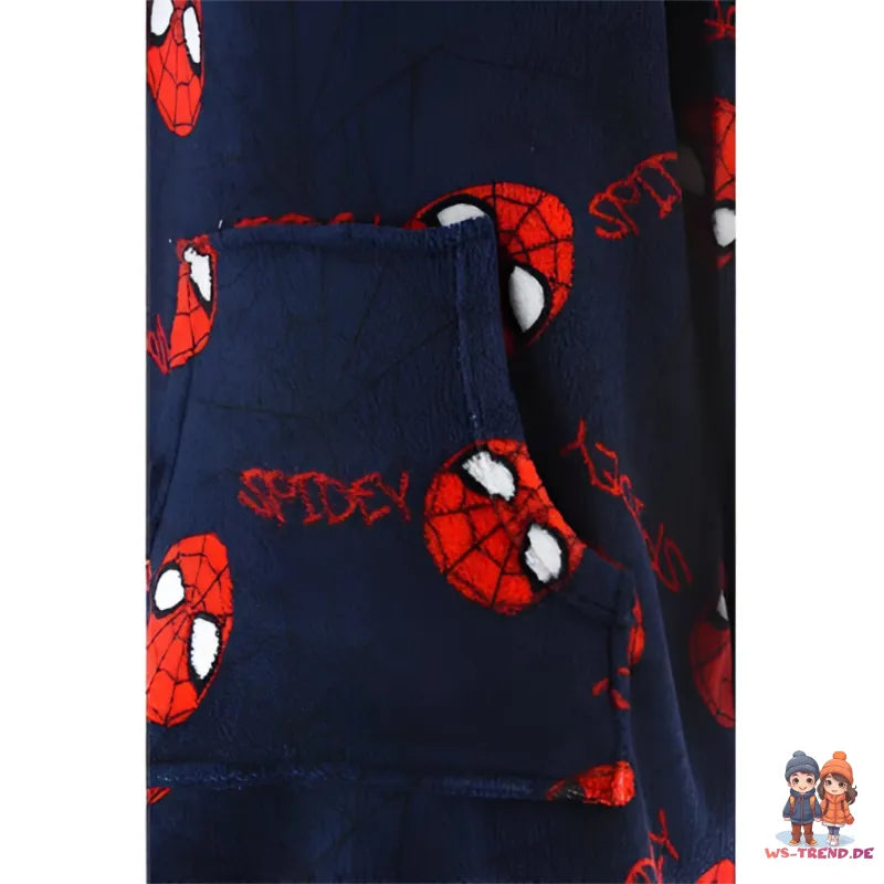 Marvel Spiderman Kinder Fleece Bademantel - WS-Trend.de Hausmantel mit Kapuze Gr. 104-128