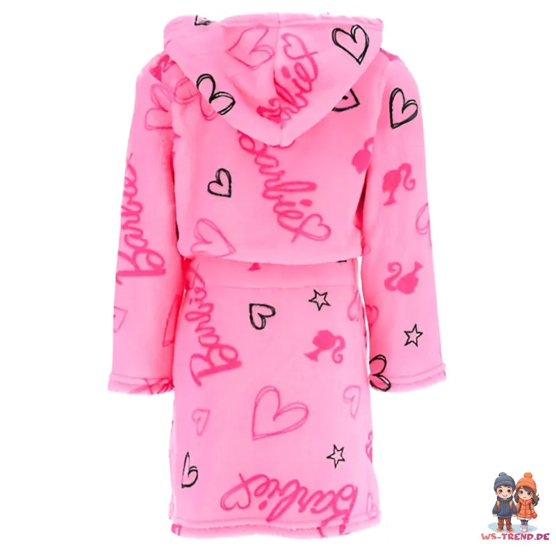 Barbie Mädchen Kinder Hausmantel Bademantel mit Kapuze - WS-Trend.de Gr. 104-140 Fleece