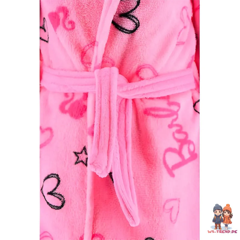 Barbie Mädchen Kinder Hausmantel Bademantel mit Kapuze - WS-Trend.de Gr. 104-140 Fleece