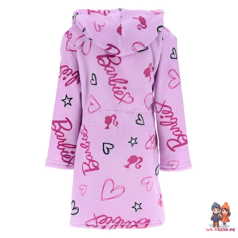 Barbie Mädchen Kinder Hausmantel Bademantel mit Kapuze - WS-Trend.de Gr. 104-140 Fleece