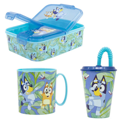 Disney Bluey Bingo Kinder 3 teiliges Set Brotdose mit 3 Kammern Becher - Ansicht 2