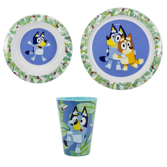 Bluey und Bingo Kinder Geschirr-Set 3 teilig Becher 430 ml Teller Schüssel - WS-Trend.de