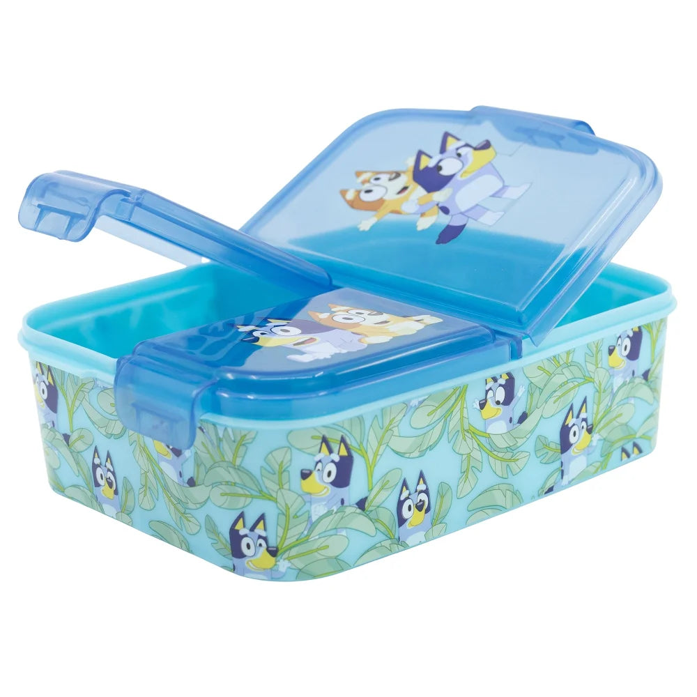 Bluey Bingo Kinder 4 teiliges Set 3 Kammern Brotdose Trinkflasche 370 ml Besteck - WS-Trend.de