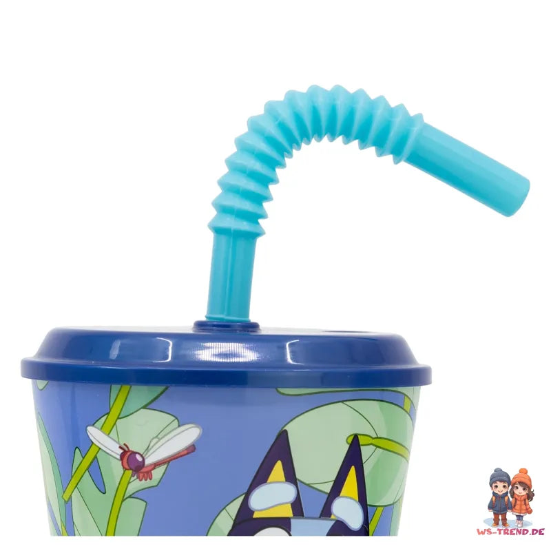 Disney Bluey Bingo Kinder Trinkbecher mit Deckel und Halm 430 ml - WS-Trend.de
