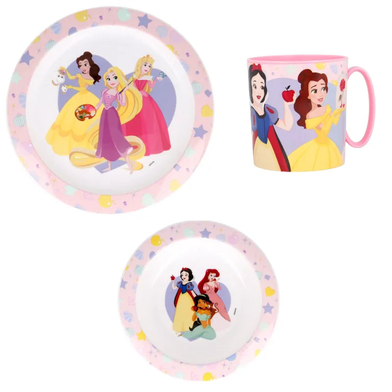 Disney Prinzessinnen Arielle Kinder Geschirr-Set 3 teilig Becher Teller Schüssel - WS-Trend.de