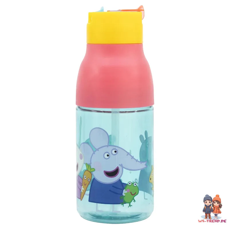 Peppa Pig Wutz Sportflasche Wasserflasche Trinkflasche Flasche Halm 420 ml WS Trend.de