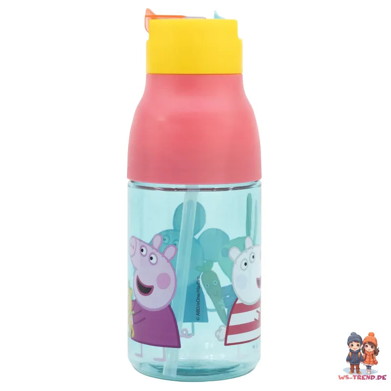 Peppa Pig Wutz Sportflasche Wasserflasche Trinkflasche Flasche Halm 420 ml WS Trend.de