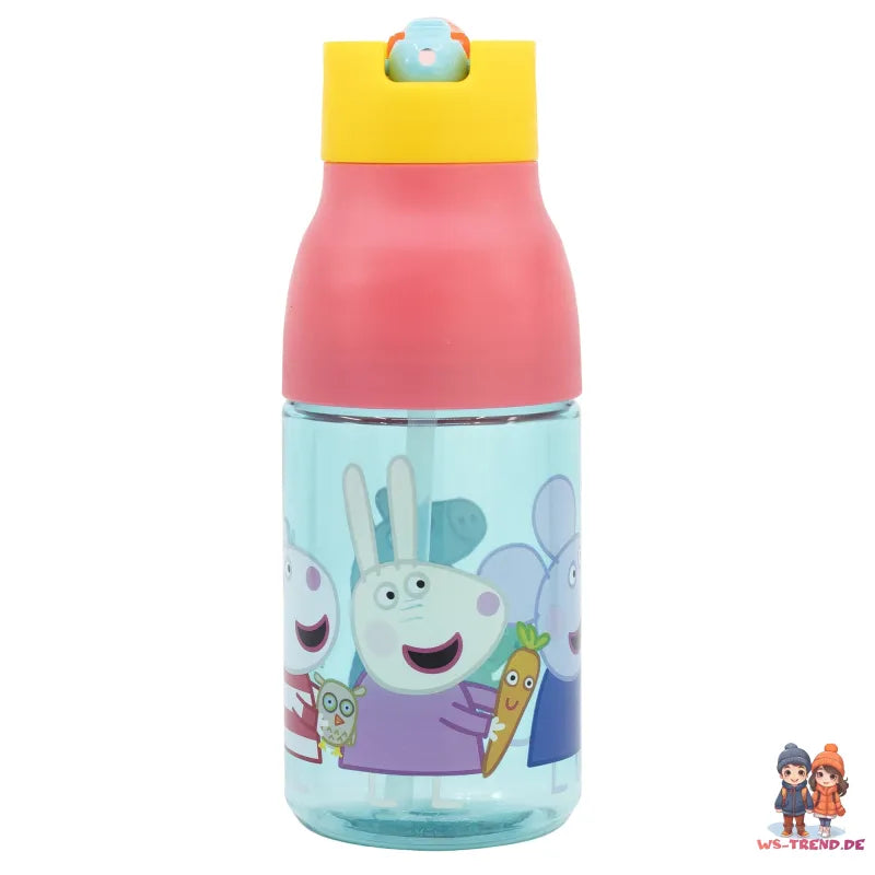 Peppa Pig Wutz Sportflasche Wasserflasche Trinkflasche Flasche Halm 420 ml WS Trend.de