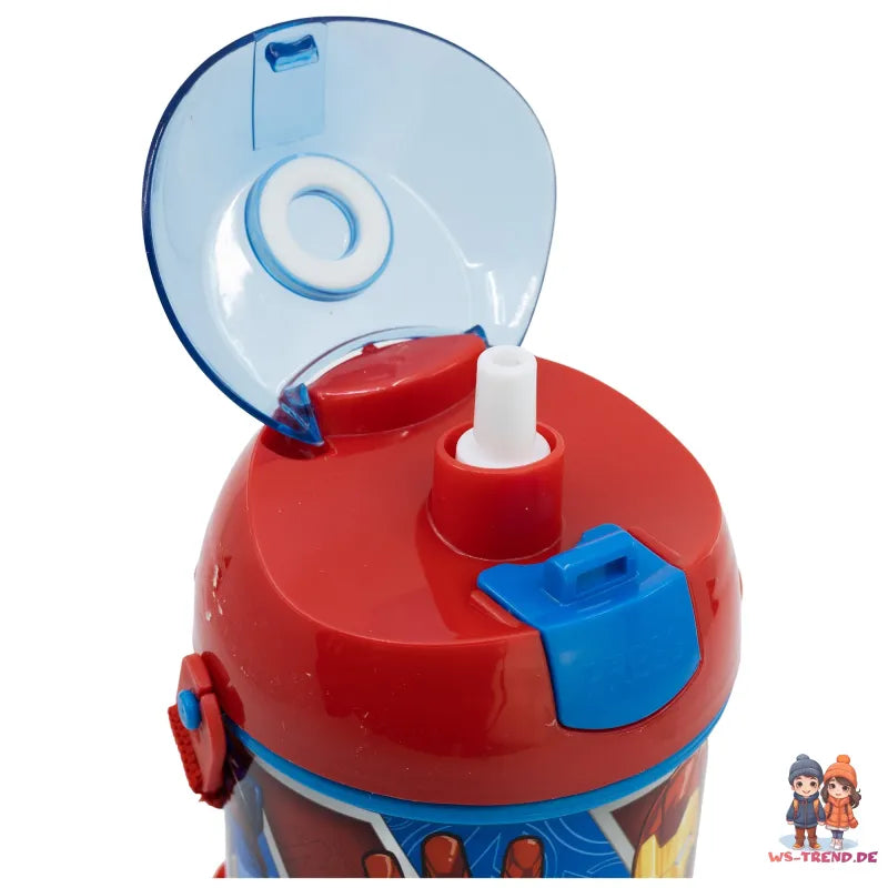 Marvel Avengers Wasserflasche Trinkflasche Flasche Trinkhalm Gurt 450 ml - WS-Trend.de