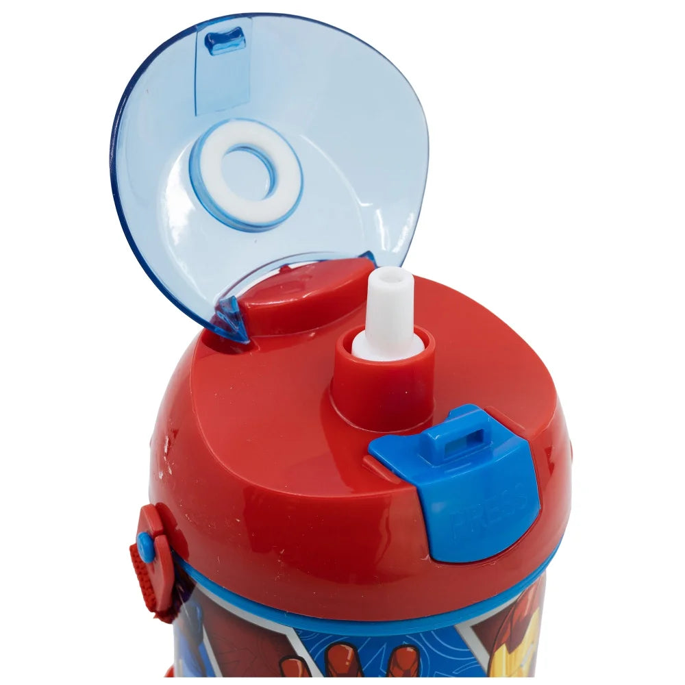 Marvel Avengers Wasserflasche Trinkflasche Flasche Trinkhalm Gurt 450 ml - WS-Trend.de