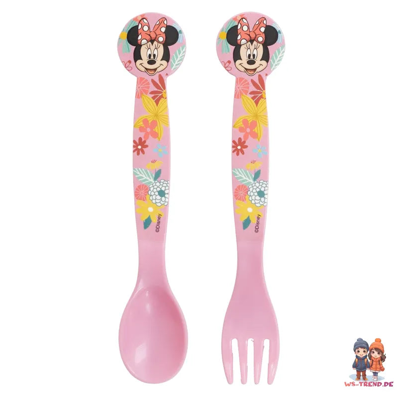 Disney Minnie Maus 4 teiliges Lunch Set Brotdose Alu-Trinkflasche - Löffel Gabel - WS-Trend.de