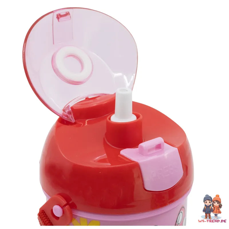 Disney Minnie Maus Trinkflasche Flasche mit Trinkhalm Gurt 450 ml WS Trend.de Wasserflasche
