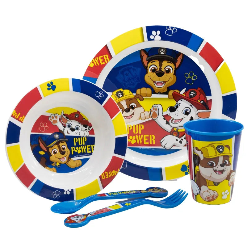 Paw Patrol Kinder Geschirr-Set 5 teilig Becher Teller Schüssel - Chase Marshall - WS-Trend.de
