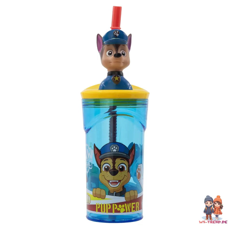 Paw Patrol Chase 3D Deckel Kinder Trinkbecher Becher integriertem Halm 360ml - WS-Trend.de