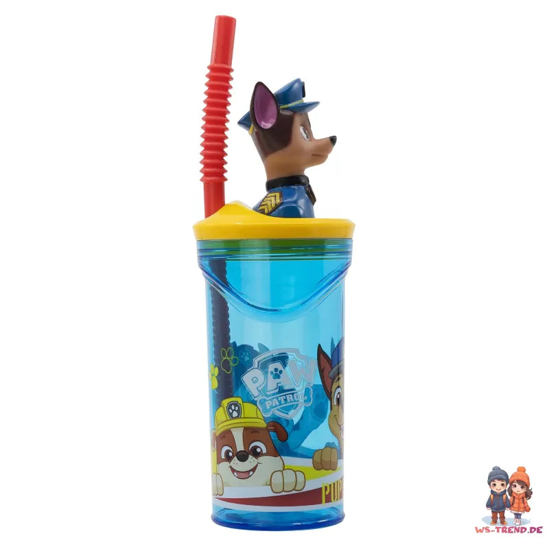 Paw Patrol Chase 3D Deckel Kinder Trinkbecher Becher integriertem Halm 360ml - WS-Trend.de