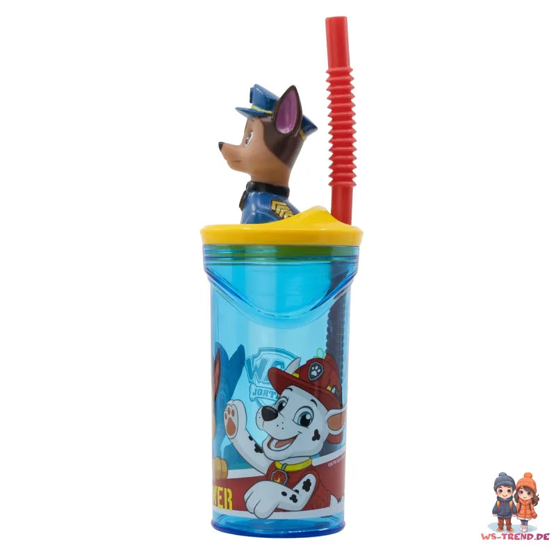 Paw Patrol Chase 3D Deckel Kinder Trinkbecher Becher integriertem Halm 360ml - WS-Trend.de