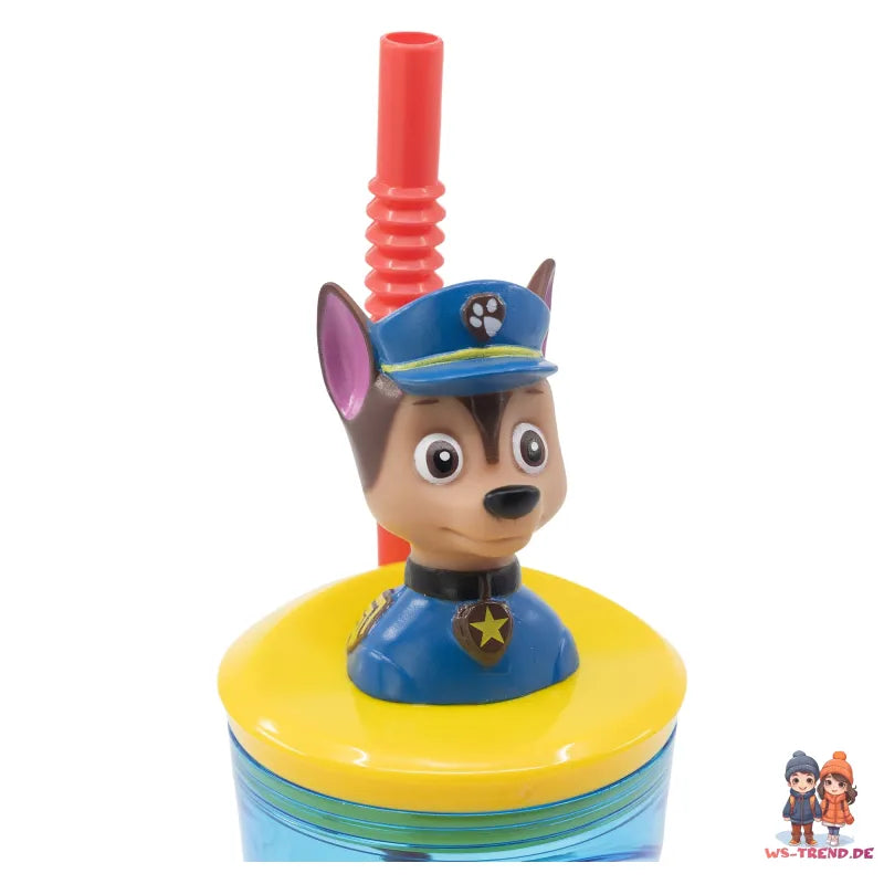 Paw Patrol Chase 3D Deckel Kinder Trinkbecher Becher integriertem Halm 360ml - WS-Trend.de