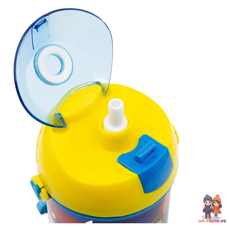 Paw Patrol Kinder Wasserflasche Flasche mit Trinkhalm Gurt 450 ml - WS-Trend.de Chase Rubble