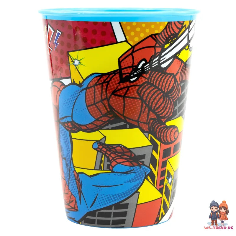 Spiderman Kinder Geschirr Set Teller Schüssel Becher WS Trend.de Marvel Spidey 3 teilig