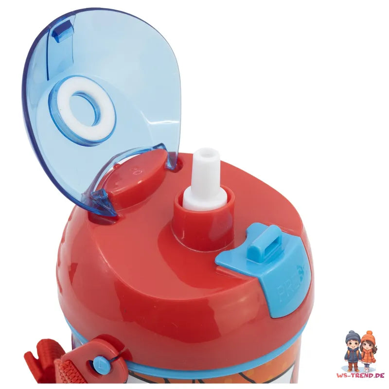 Marvel Spiderman Trinkflasche Flasche mit Trinkhalm Gurt 450 ml - WS-Trend.de Wasserflasche