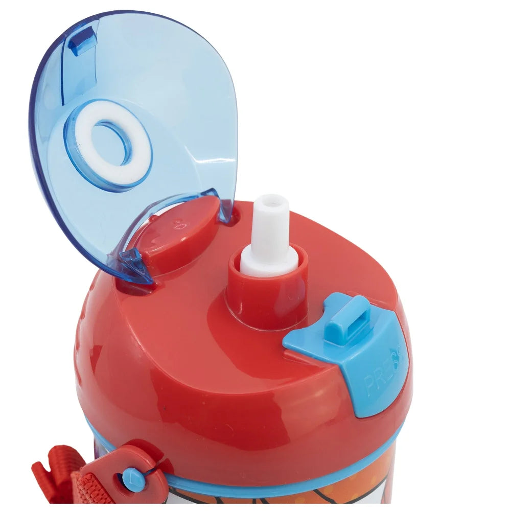 Marvel Spiderman Trinkflasche Flasche mit Trinkhalm Gurt 450 ml - WS-Trend.de Wasserflasche