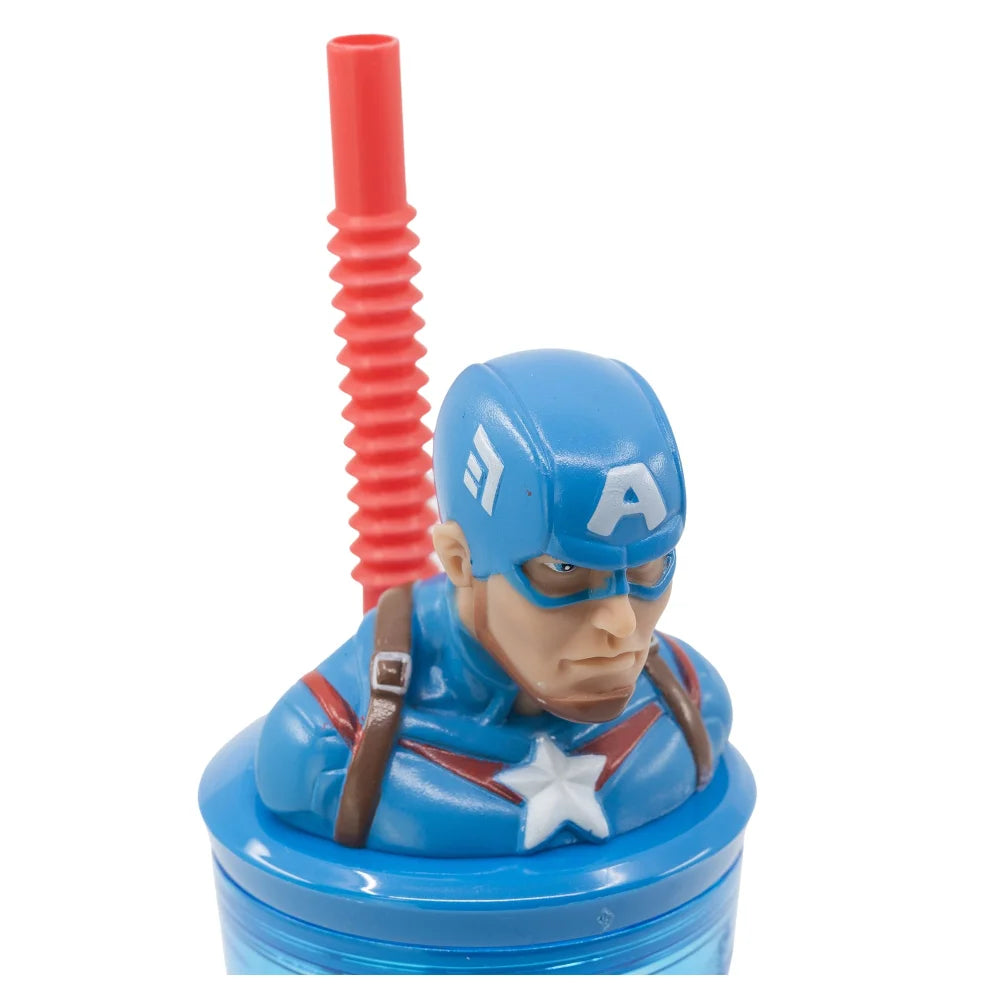 Marvel Captain America 3D Deckel Kinder Trinkbecher Becher mit integriertem Halm - WS-Trend.de