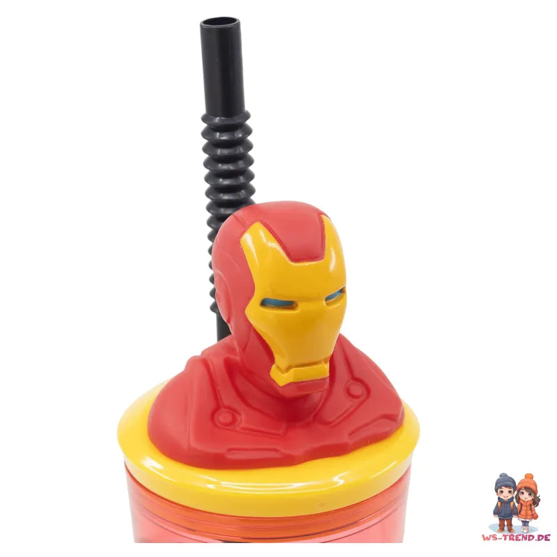 Marvel Iron Man 3D Deckel Kinder Trinkbecher Becher mit integriertem Halm - WS-Trend.de