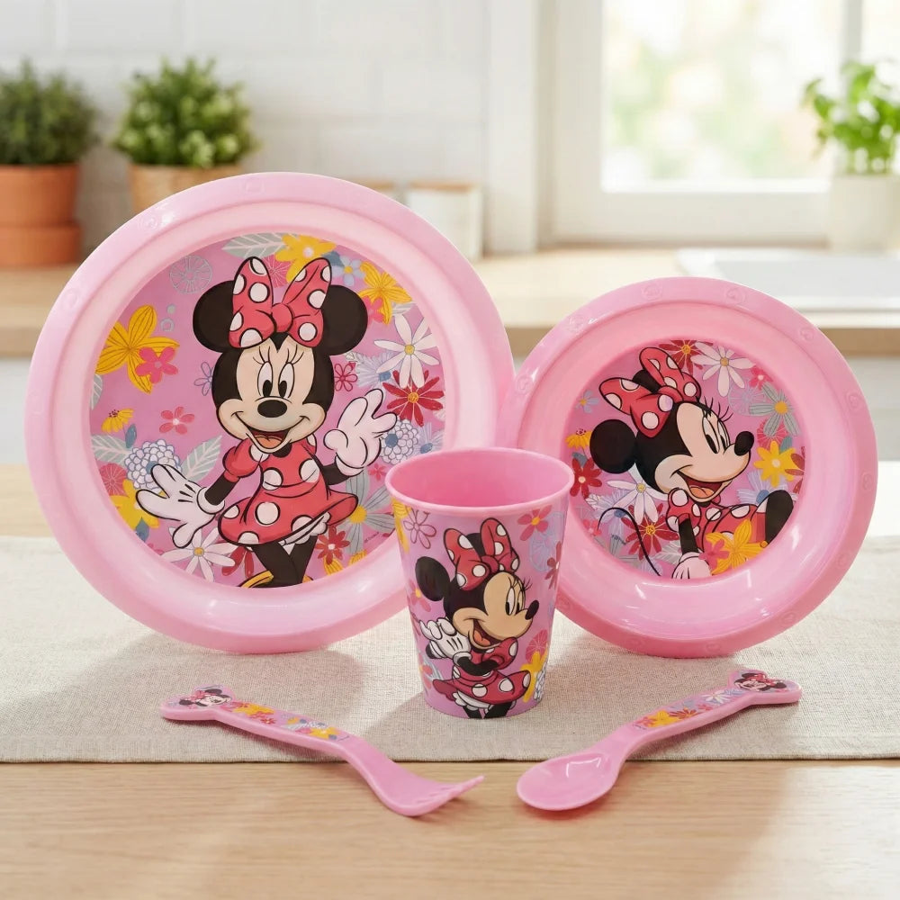 Disney Minnie Mouse Kinder Geschirr-Set 5 teilig Becher Teller Schüssel Besteck - WS-Trend.de