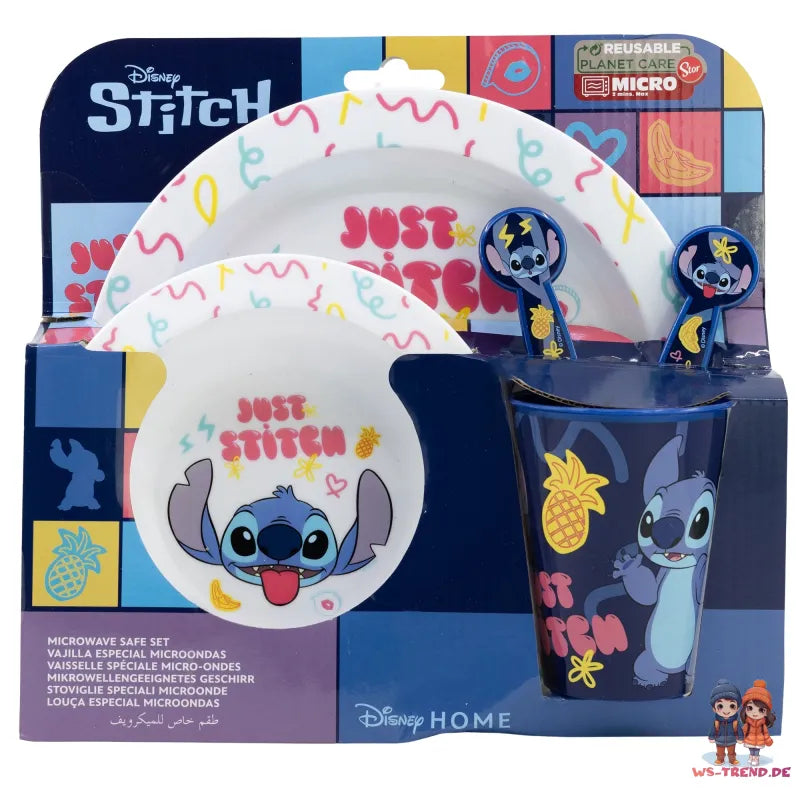 Disney Stitch Kinder Geschirr-Set 5 teilig Becher Teller Schüssel Besteck - WS-Trend.de