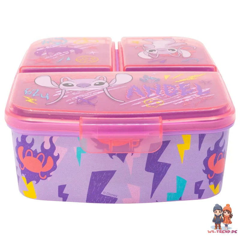 Disney Stitch 2 tlg. Lunch Set Brotdose mit 3 Kammern Trinkbecher 260 ml - WS-Trend.de