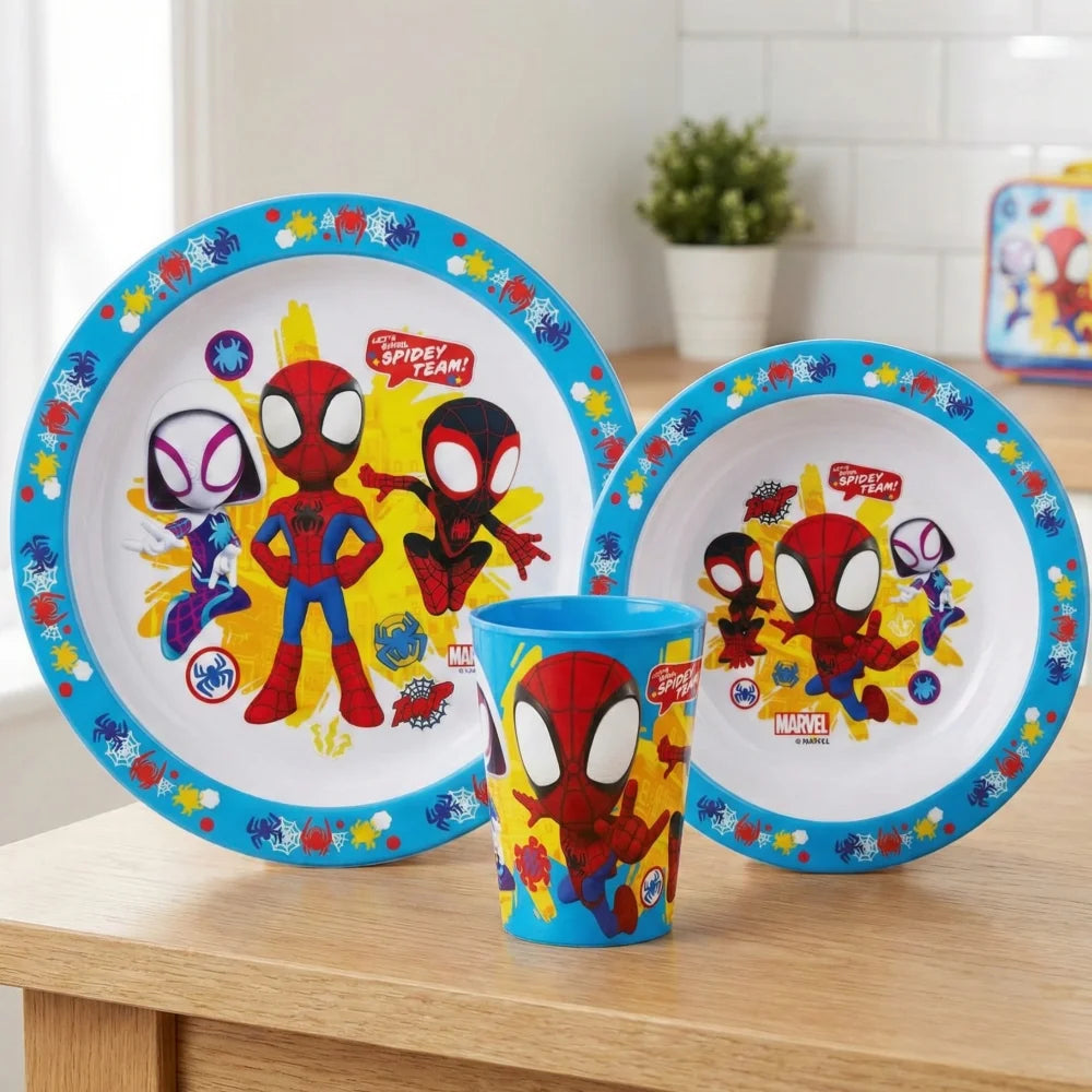 Spidey and Friends Kinder Geschirr Set Teller Schüssel Becher - WS-Trend.de Marvel Spiderman Geschirr-Set 3 teilig