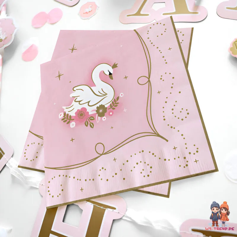 Schwan Schloß Geburtstag Deko Set 33 tlg. Geschirr Kinder Partyset Tischdecke - WS-Trend.de
