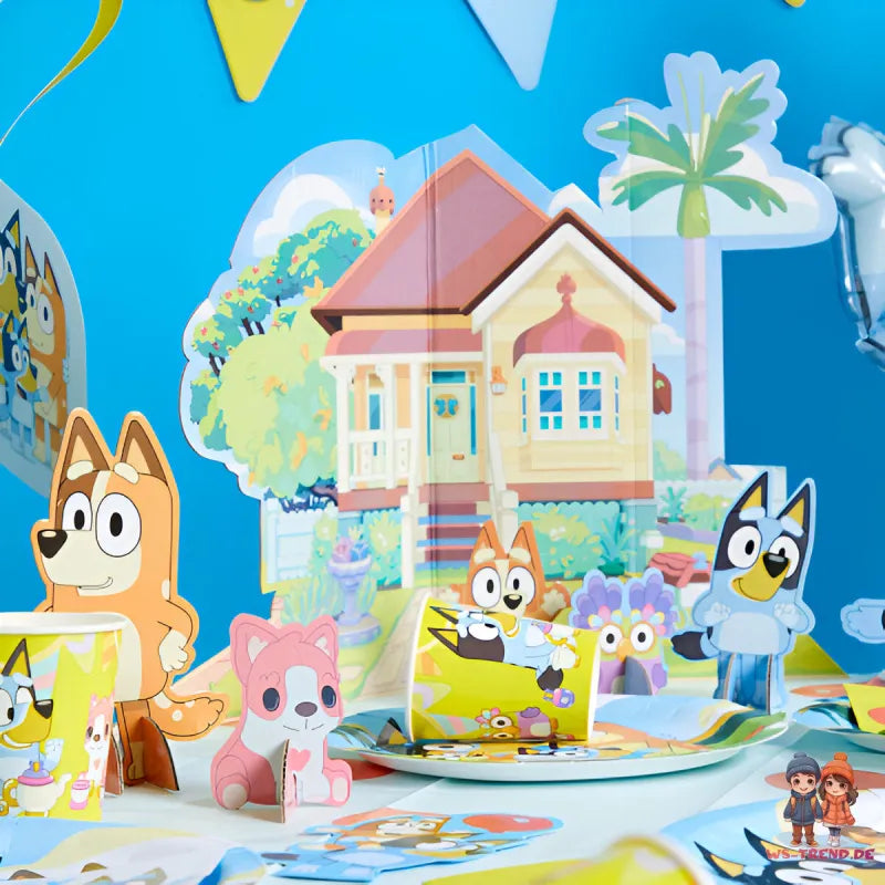 Bluey und Bingo Kinder 18 tlg Party Set Geburtstag Kinderparty Tischdecke Deko - WS-Trend.de