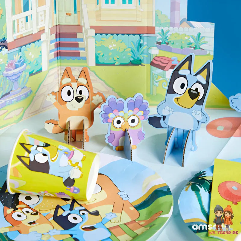 Bluey und Bingo Kinder 18 tlg Party Set Geburtstag Kinderparty Tischdecke Deko - WS-Trend.de