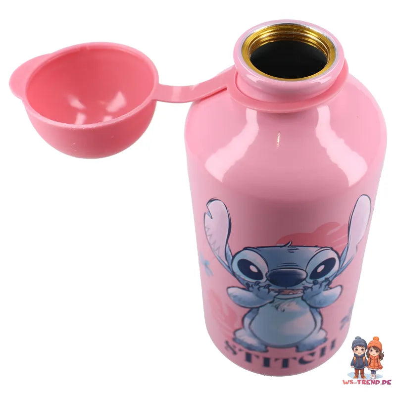 Disney Stitch Mädchen Aluminium Wasserflasche Trinkflasche Flasche 500 ml Rosa - WS-Trend.de