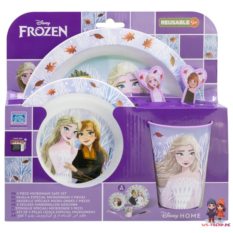 Disney Die Eiskönigin Elsa Kinder Geschirr-Set 5 teilig Becher Teller Schüssel - WS-Trend.de