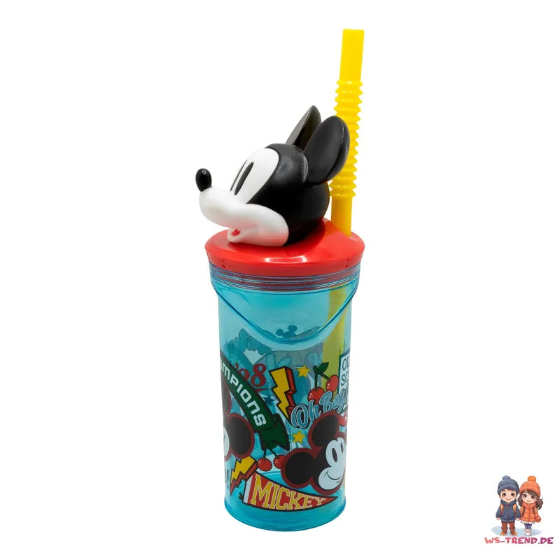 Disney Mickey Maus 3D Deckel Kinder Trinkbecher Becher integriertem Halm 360ml - WS-Trend.de