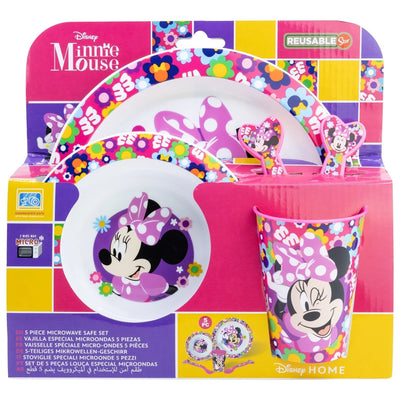Disney Minnie Mouse Kinder Geschirr-Set 5 teilig Becher Teller Schüssel Besteck - Ansicht 2
