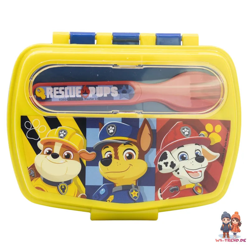 Paw Patrol Chase Rubble 4 tlg Kinder Set Brotdose Besteck Trinkflasche 400 ml - WS-Trend.de