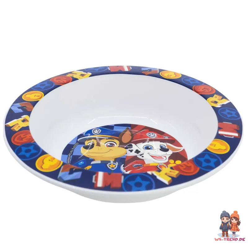 Paw Patrol Chase Rubble Kinder Geschirr-Set 3 teilig Becher Teller Schüssel - WS-Trend.de
