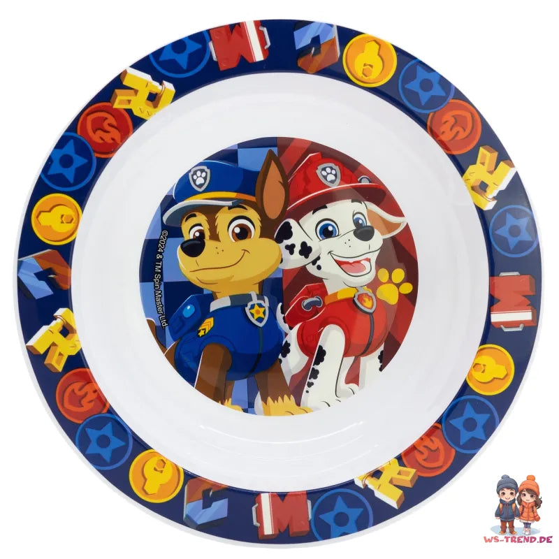 Paw Patrol Chase Rubble Kinder Geschirr-Set 3 teilig Becher Teller Schüssel - WS-Trend.de